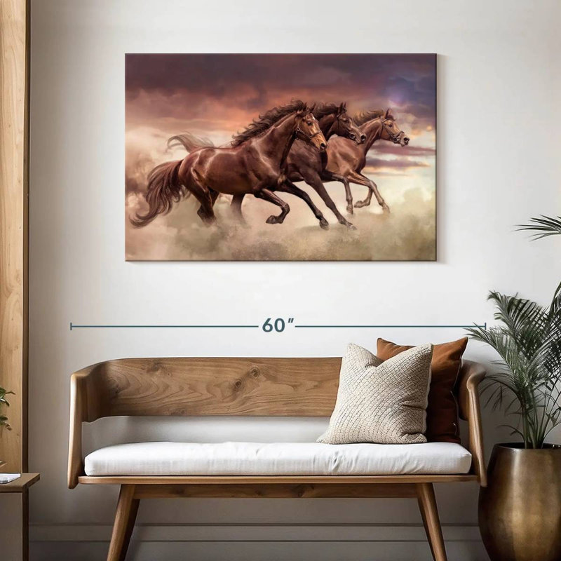 Brampt Three Running Horses, 30" H x 45" W