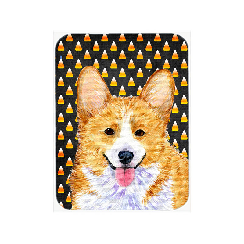 Caroline's Treasures Halloween Candy Corn Corgi Portrait Glass Cutting Board