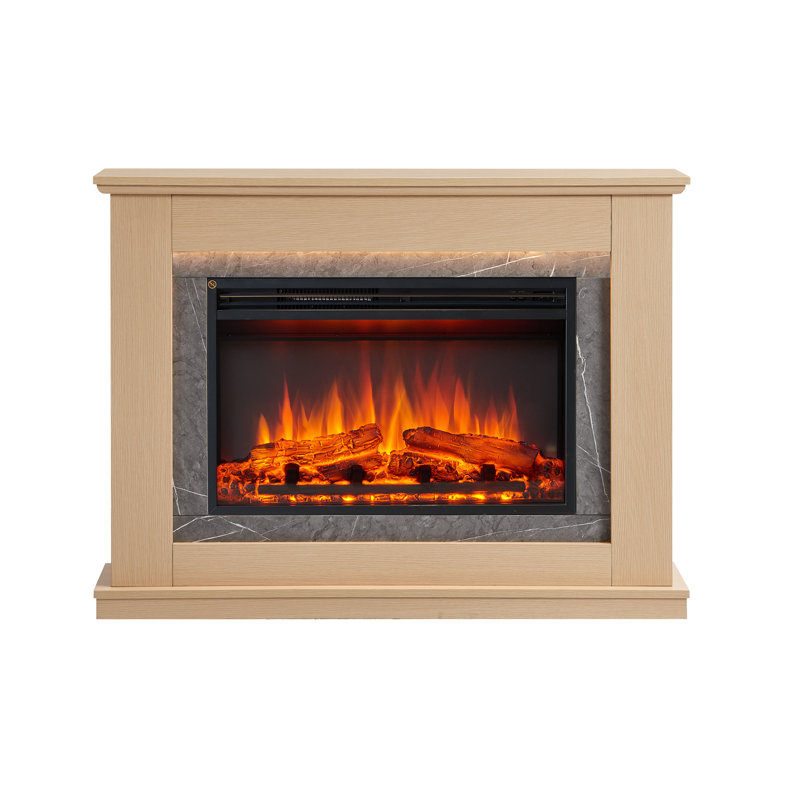 FLAMME Valenza Espresso oak Electric Fireplace Suite with Surround and 2kW Heater, Natural Oak