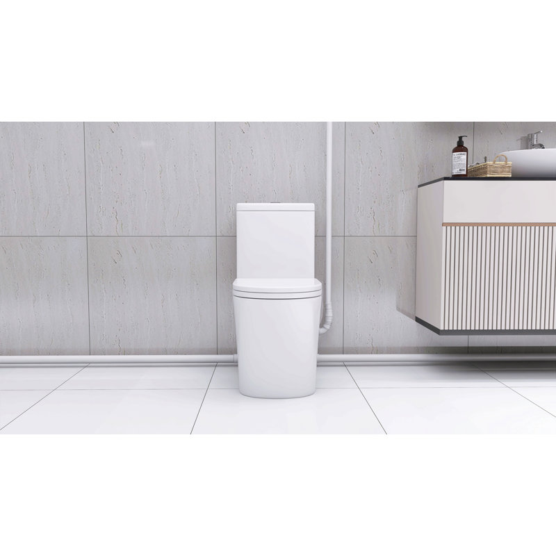 Upflush Toilet For Basement, 600W Macerating Toilet System With Powerful Dual Flush, Elongated 17.25 Ada Comfort, Soft-Close Seat, 3 Water Inlets Connect To Sink, Shower, White