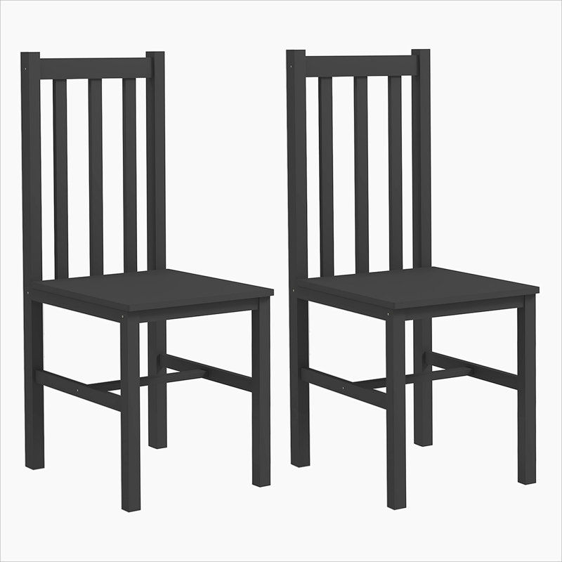 17.7'' H Pine Solid Wood Side Chair, Black, 4