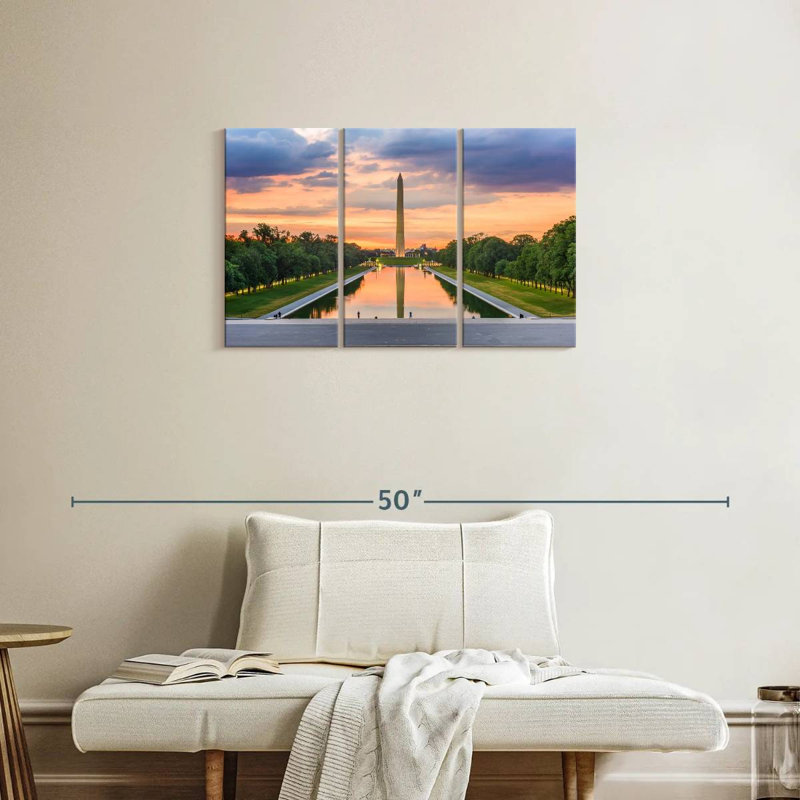 Monument de Washington au coucher du soleil, H 20 po x l 33 po