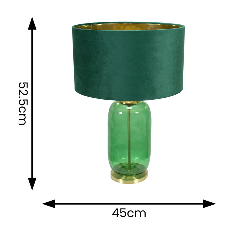 Adosinda Glass Table Lamp, Green Base/Green Shade, Yes