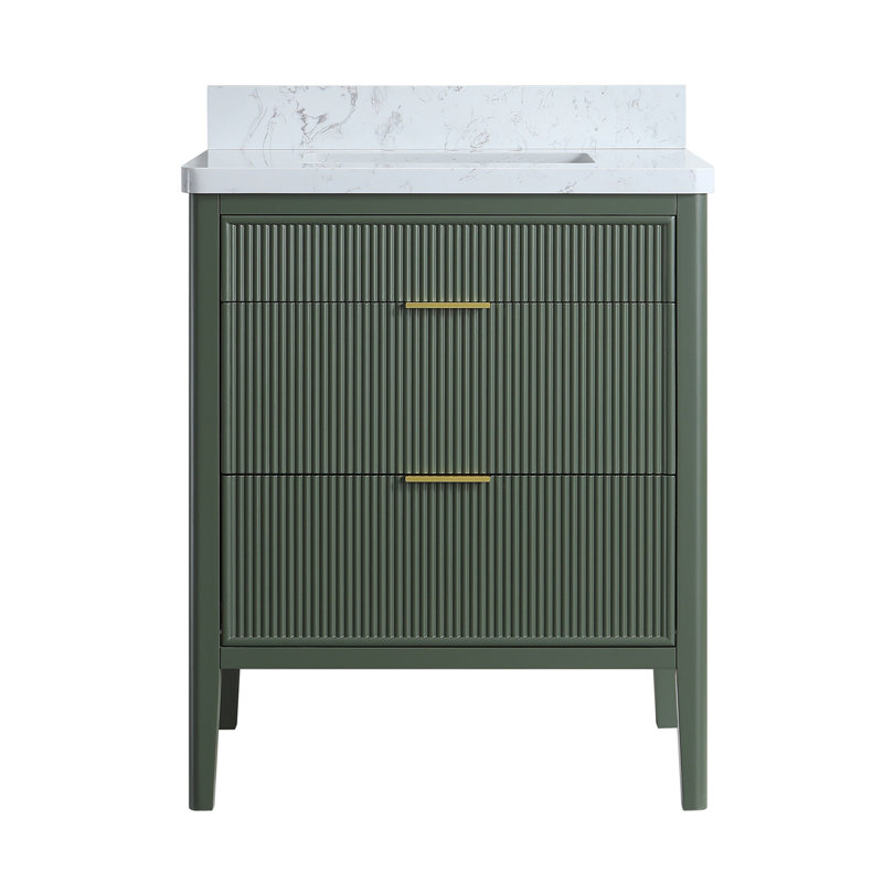 Meuble-lavabo autoportant à simple cuve, 30", Vert