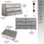 Commode 6 tiroirs avec grands tiroirs en tissu, gris-399091282