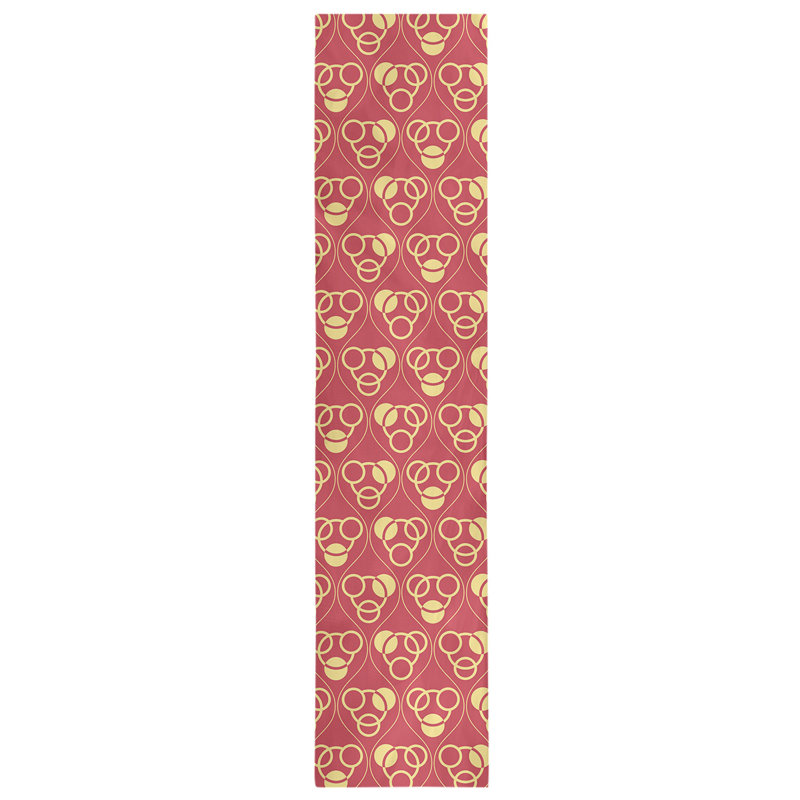 Classic Circles and Waves Table Runner, 16" x 72", Light Red/Yellow