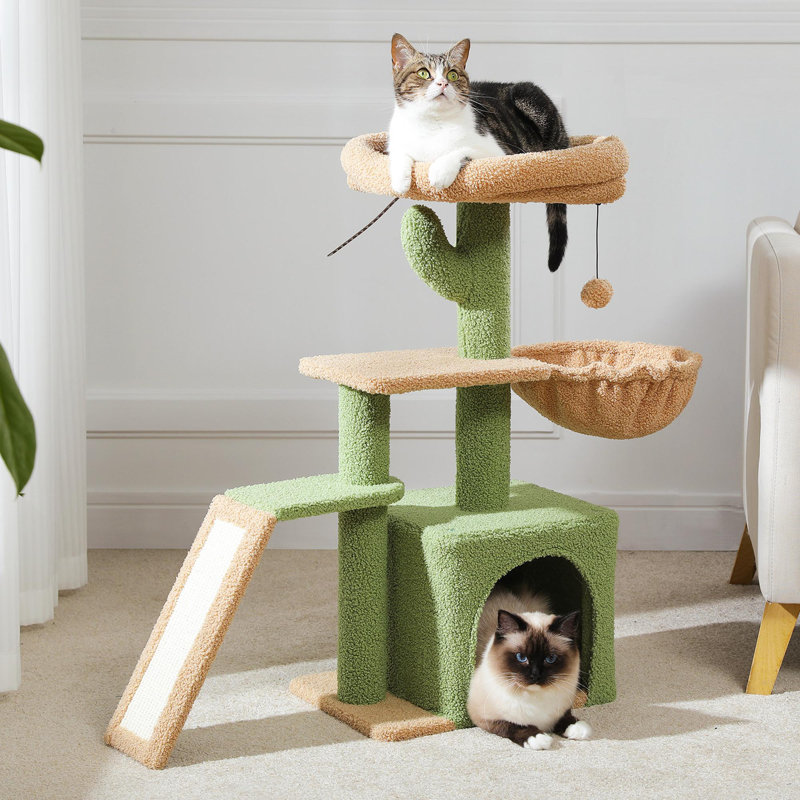 Arbre à chat d'intérieur compact, Vert