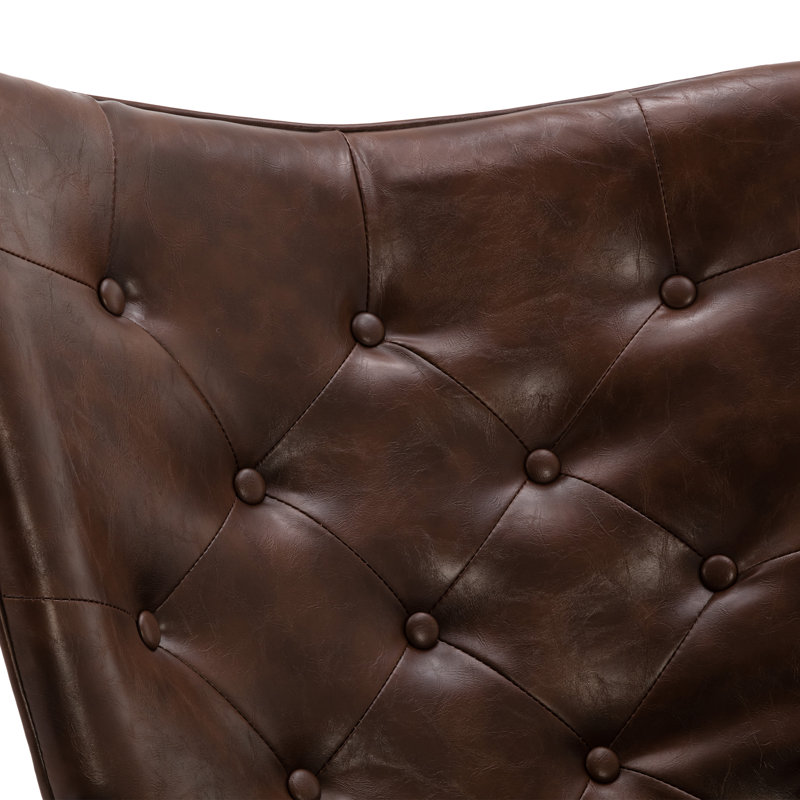 Fauteuil à oreilles capitonné de 27,5 po de large Marauder, Polyuréthane brun