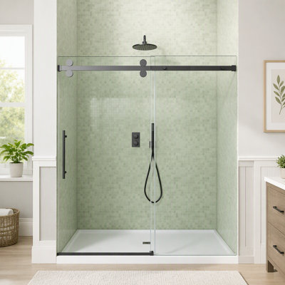 Frameless Sliding Shower Door Enclosure, 5/16 inches (8mm) Thick SGCC Tempered Glass