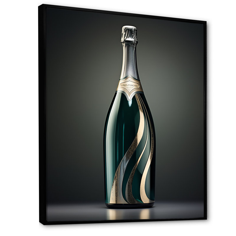 Prestiges profil vert champagne - impressions d'art mural vin et champagne, H 40 po x l 30 po x P 1,5 po, Cadre flottant noir