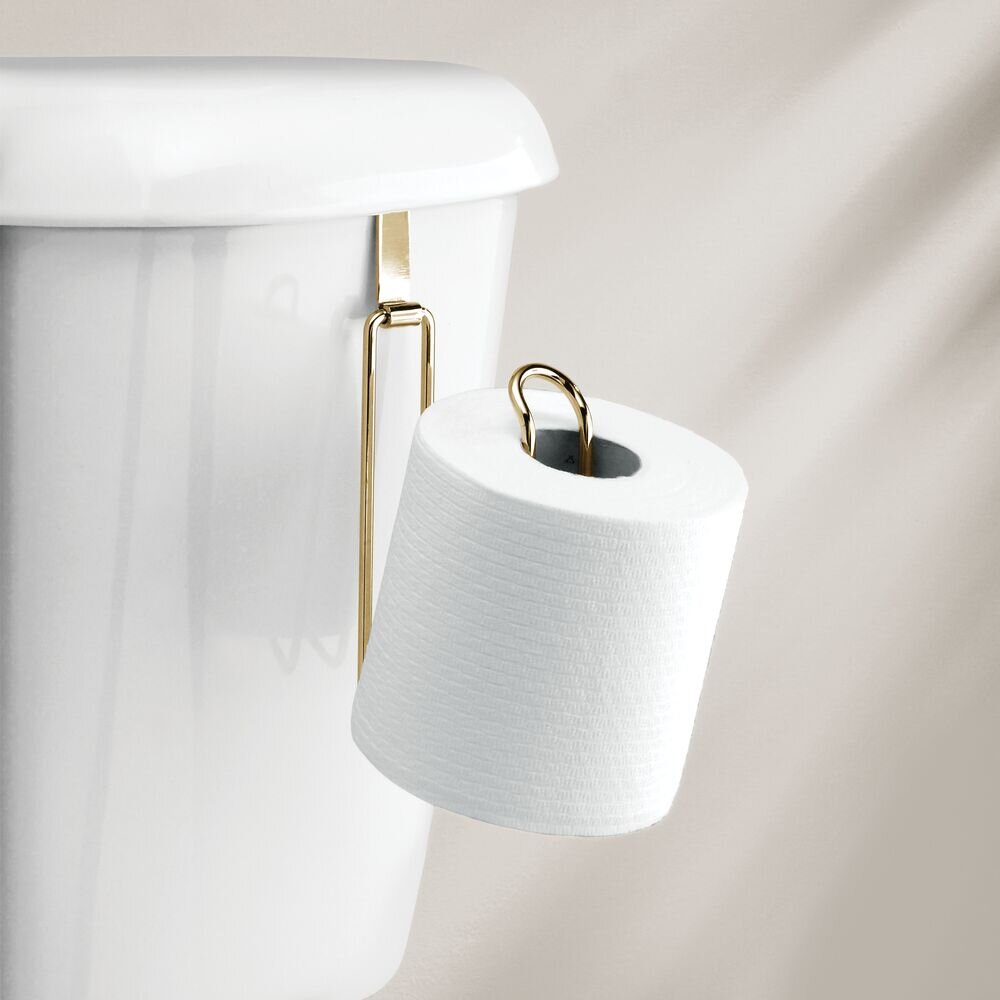 mDesign Metal Over the Tank Toilet Tissue Paper Roll Holder - Soft Brass