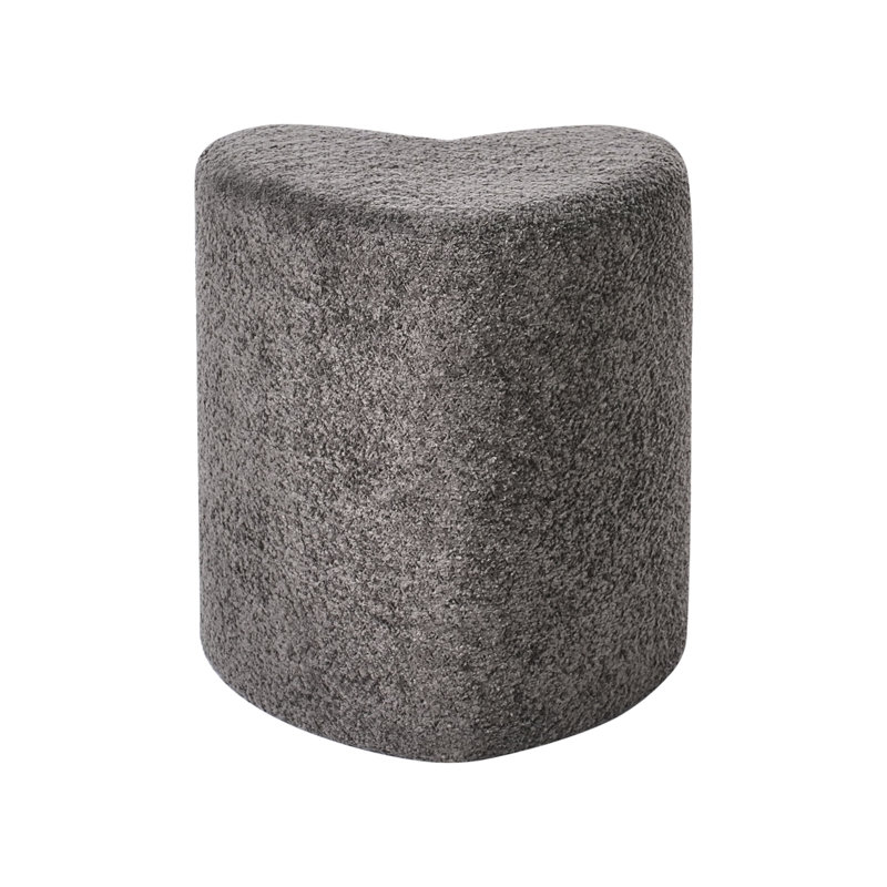 40cm Wide Heart Solid Colour Pouffe Ottoman, Grey
