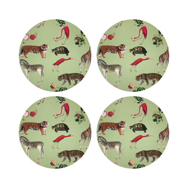 Sous-verres ronds en cuir Exotix, Avocat