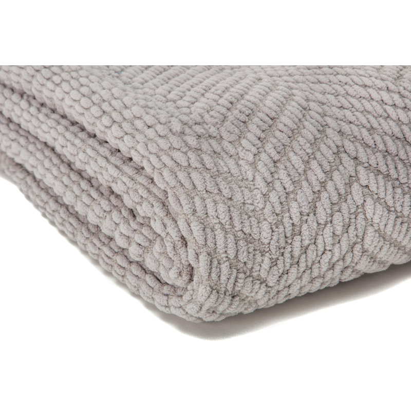 Jeté tricoté texturé , Gris, l 65 po x L 50