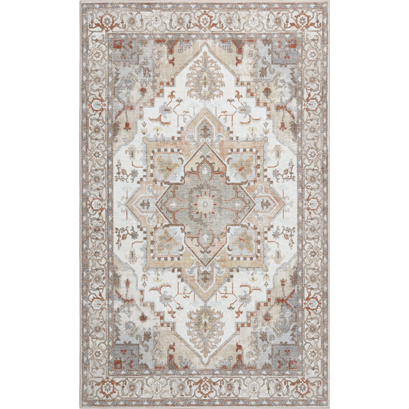 Tapis antidérapant Sersi Ornate, Beige/Cream, Rectangle 9' x 12'