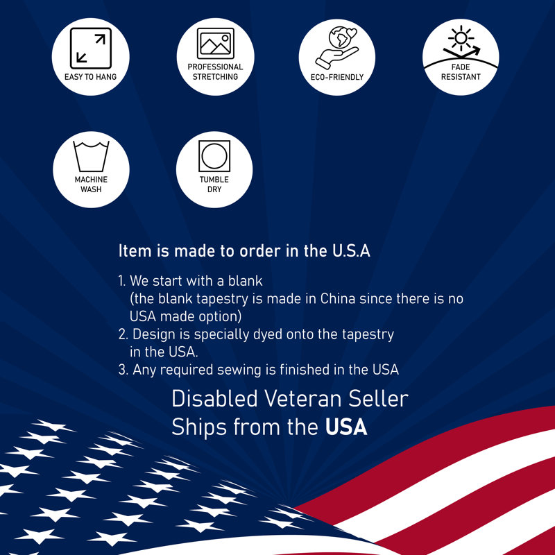Tapisserie florale - Décoration murale, 68in H x80in W with 4 Grommets