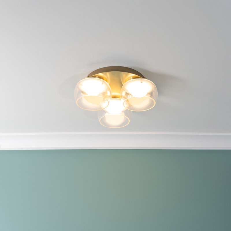Couvertier Glass LED Flush Mount, Gold, Clear
