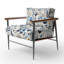 Chaise à accoudoirs rembourrée Nordic Blue Bloom Scandinavian Floral