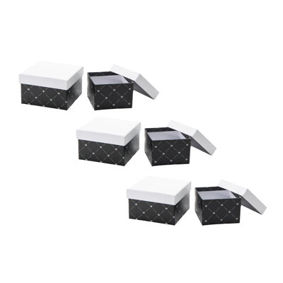 Haight S/2 Square Nesting Boxes White & Black Diamond - Set Of 6