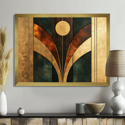 Geometric Walnut Essential Forms V - Abstract Art Deco Wall Art