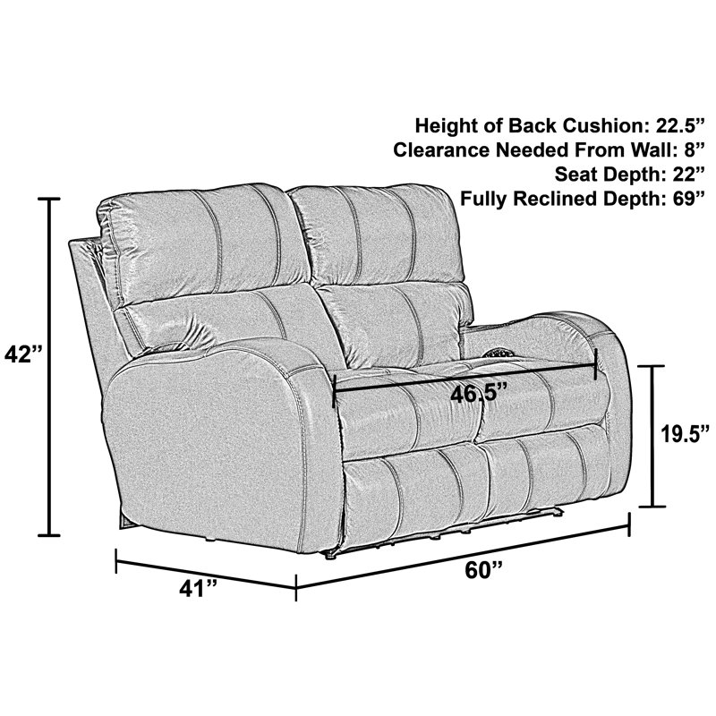 Gleeson 60" Top Grain Italian Leather Match Power Reclining Loveseat with Adjustable Headrest, Black Leather