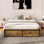 Structure de lit double Ramjan avec 4 tiroirs de rangement XL