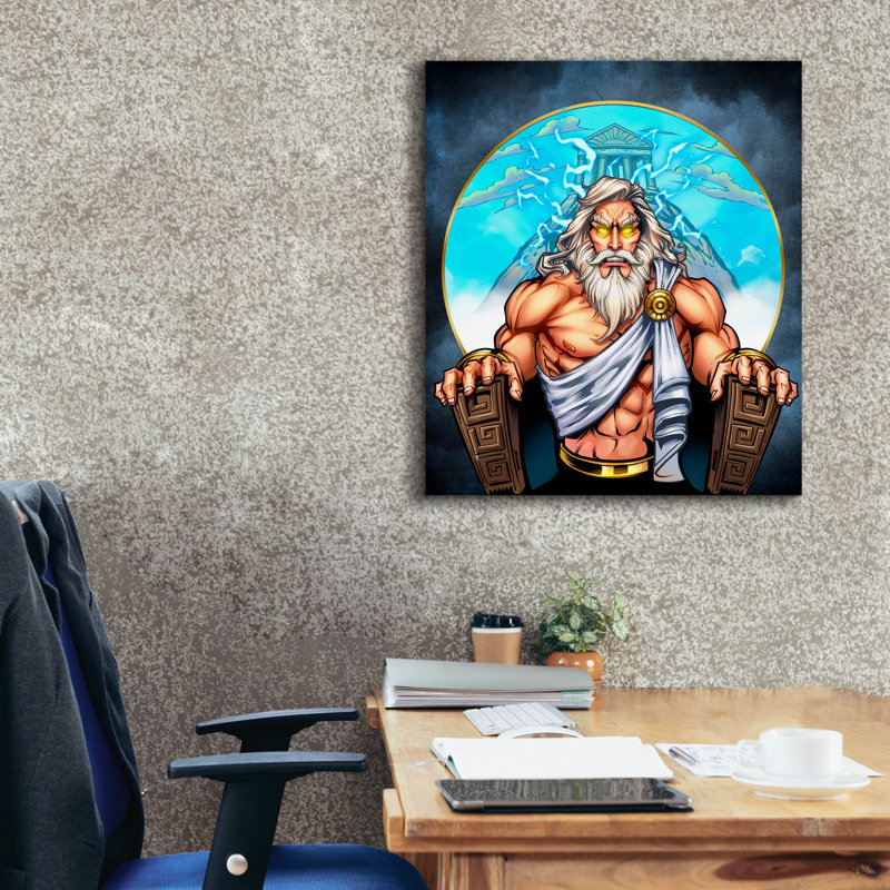 Tillson Zeus sur trône sur toile, H 30 po x l 26 po x P 1,5 po