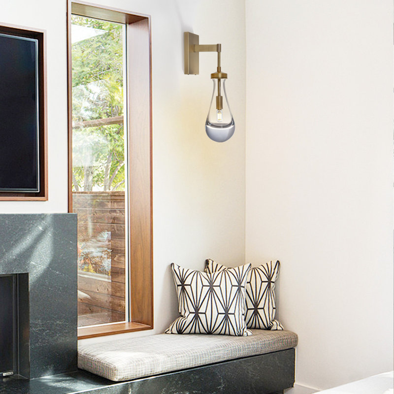 Light Dimmable Teardrop Wall Sconce, 1, Brass Gold