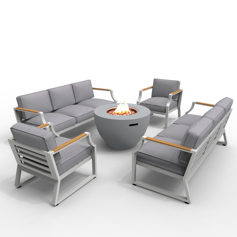 8 - Person Patio Conversation Set with Cushions, White