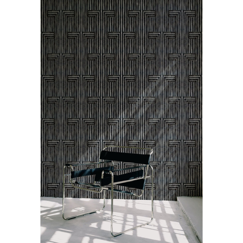 Rouleau de papier peint adhésif organique ciselé L 10 pi x l 24 po, Black, Faux Grasscloth