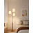 Medieval-style metal fabric wooden floor lamp