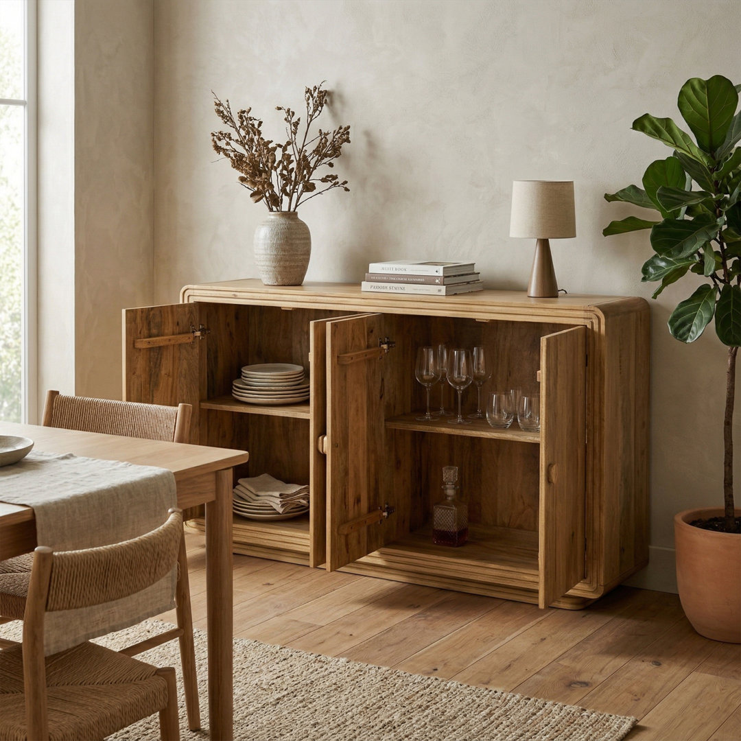 Elm Home And Garden Harper Solid Mango Wood 4 Door Sideboard