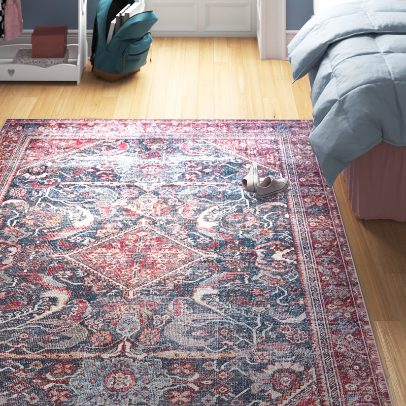 Adream Oriental Dark Green/Rust Area Rug, Rectangle 6' x 9'