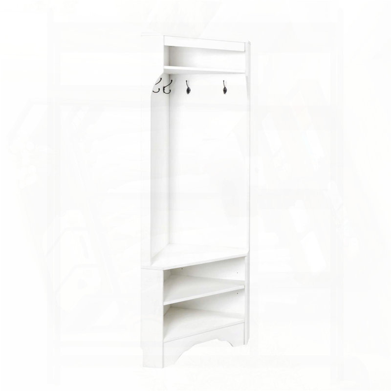 Arbre d'entrée en coin avec banc à chaussures et tablette réglable, Blanc