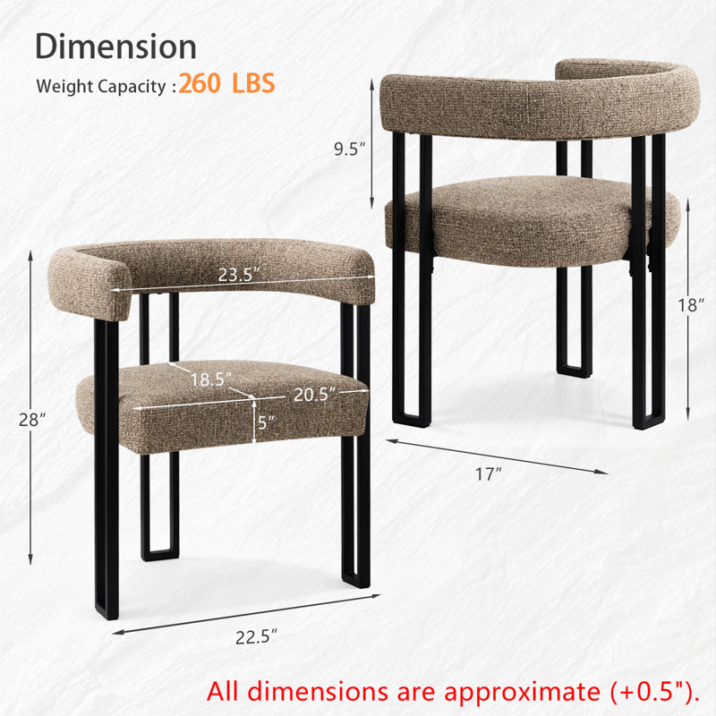 Desai 18" Seat Height Upholstered Dining Armchair (Set of 6), Brown