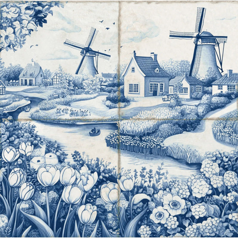 Carreau de mosaïque floral auto-adhésif en vinyle 4 po x 4 po