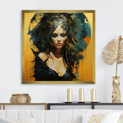 Or et noir Warrior Queen V - art mural moderne