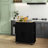 Black Kitchen Island Cart With Ac Outlets, Ports, Storage, Microwave Stand, Towel Rack & Spice Rolling Outlets , And Rack,