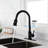 Pull Down Touch Kitchen Faucet, 360 - Degree Spray Movement, Matte Black Stainless Steel, Single Handle Temperature And Flow Regulation, Corrosion Finish, 16.36 In Depth, 10.21 Width, 2.5 Height,