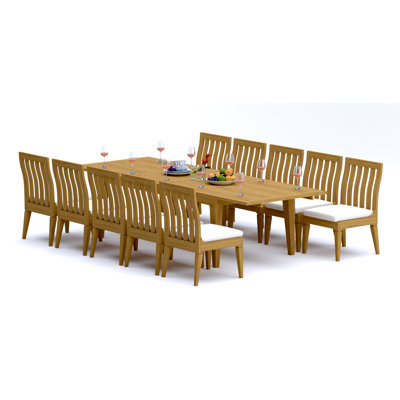 Caranas 10 - Person Teak Wood Patio Dining Set with