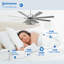  Grand ventilateur de plafond industriel argenté 65 po avec éclairage et télécommande, moteur 6 vitesses CC réversible pour le salon-1377276852