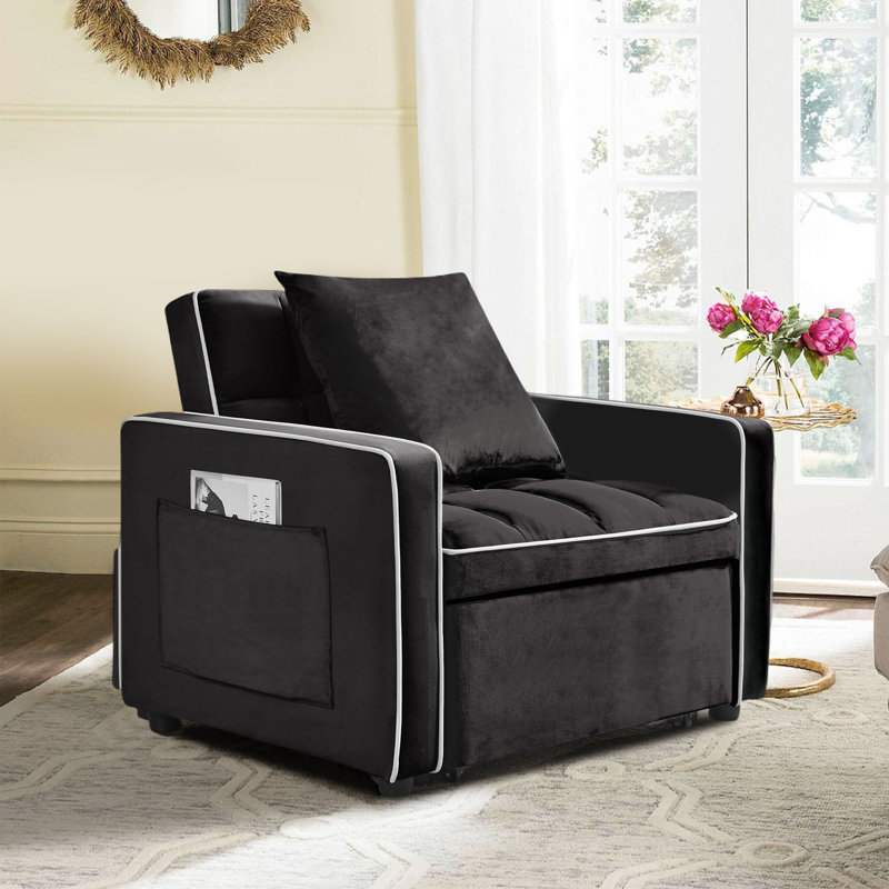 Villy Velvet Armchair, Black Velvet