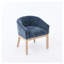Chaise de salle à manger demi-tonneau rembourrée de style Mid-Century avec accoudoirs - Chaise d'appoint en chenille bleue pour cuisine et salon