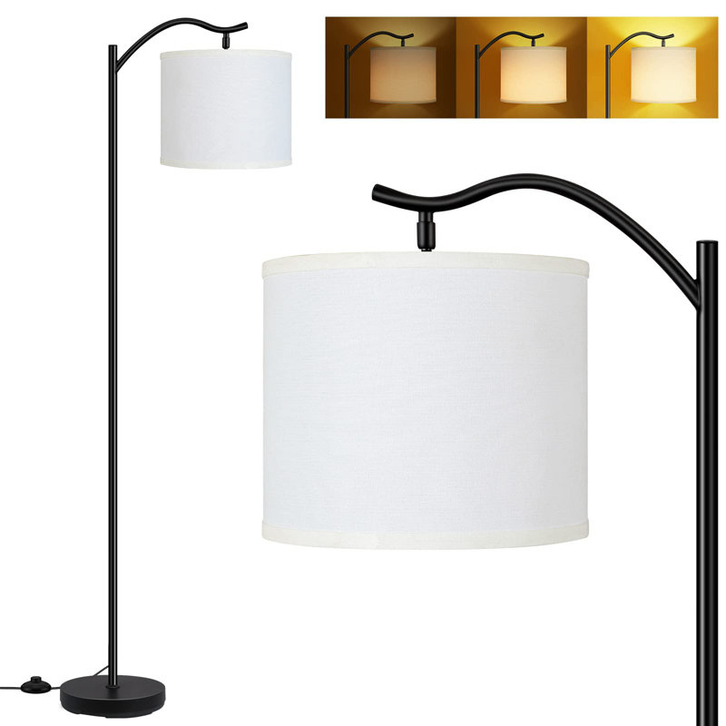 Nikkolas 63'' LED Arched Floor Lamp, White, Black