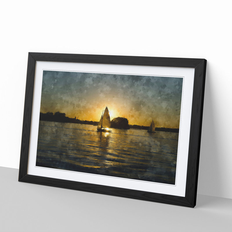 Sailboats on the Lake - Picture Frame Graphic Art, 36cm H x 48cm W x 2cm D, Black Framed