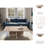 Kramer 48" Brown Marble Coffee Table - Glam Rectangular Stone Accent Table for Living Room or Office