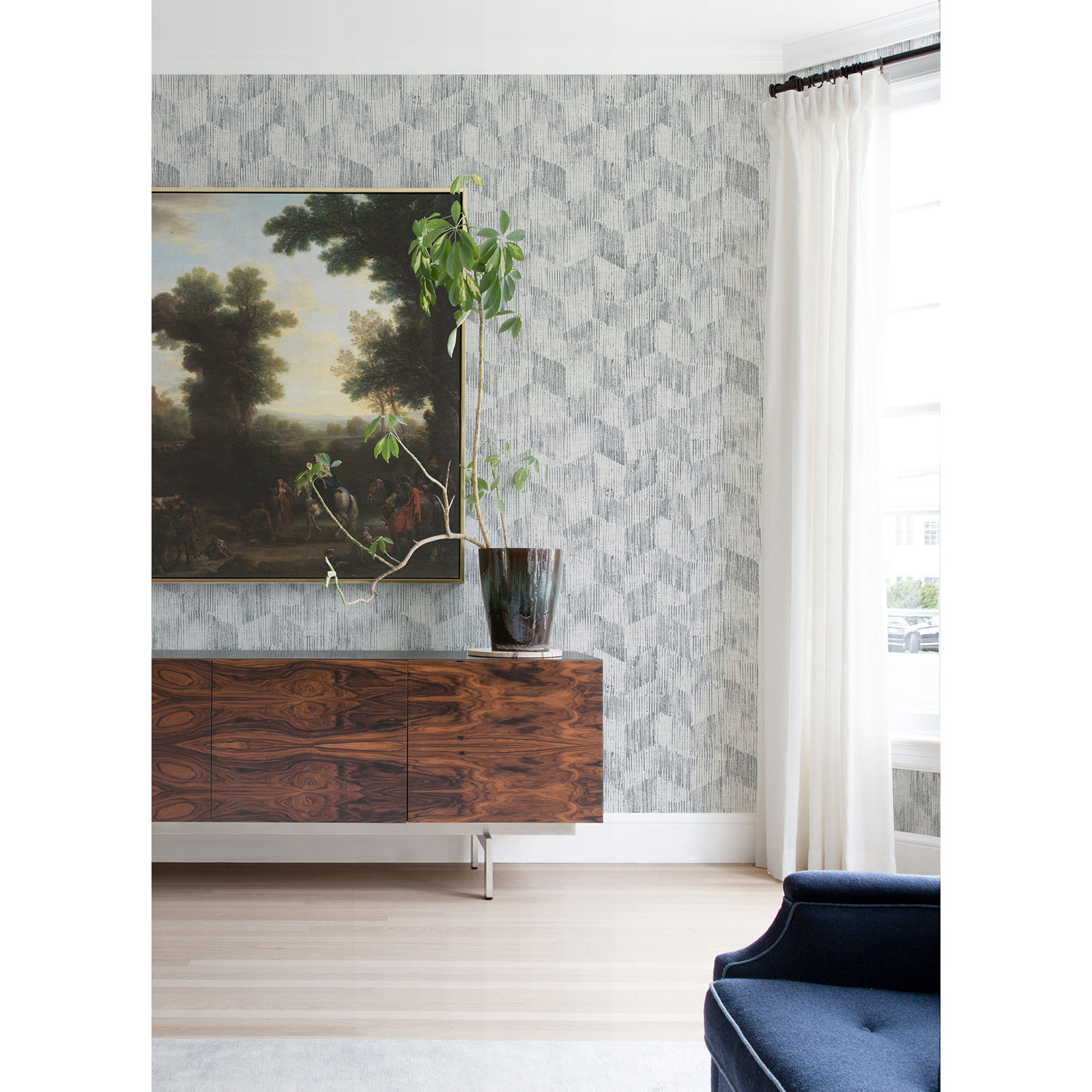 Preslar Modern Geometric Wallpaper, Gray