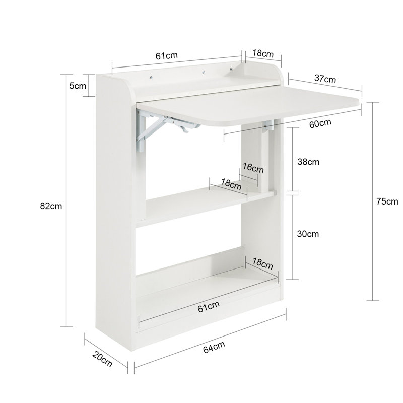 Kendyle 64Cm W Rectangular Folding Desk, White