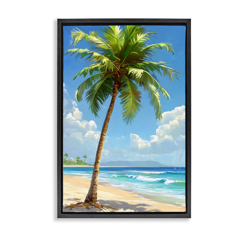 Cadre flottant Shade From Palm Trees, design par LSR Design Studio, Cadre flottant noir de jais, H 25 po x l 17 po