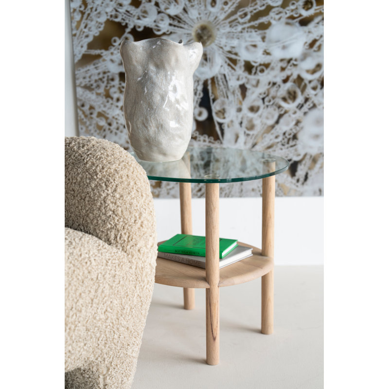 Cleo Glass End Table, Natural